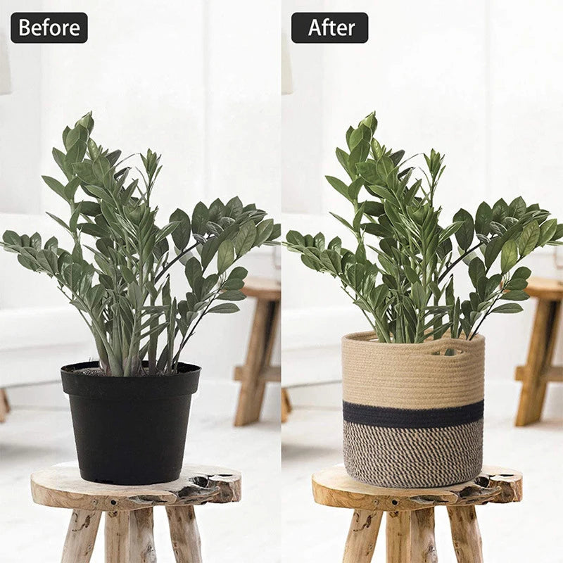 panier en corde de coton pour plantes et rangement intérieur - vue 4 sur 12