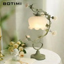 BOTIMI Retro Tischlampe Glas Blumen Dekor für Zuhause