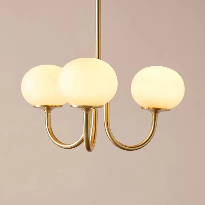 Lustre suspendu vintage en verre blanc - vue 4 sur 10