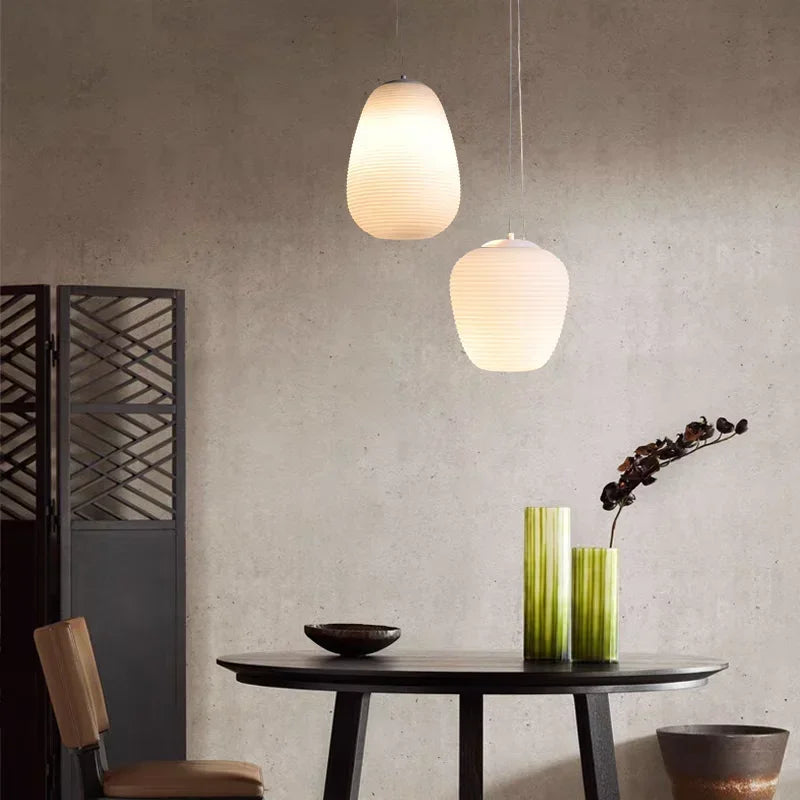 suspension led en verre style japonais moderne pour intérieur élégant - vue 4 sur 14