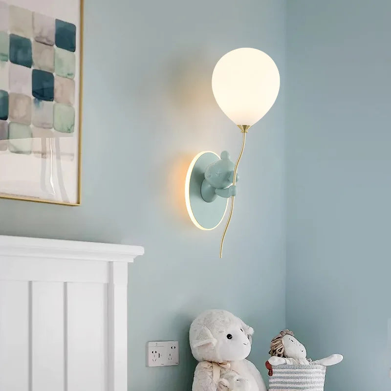 Applique murale nordique créative led avec dessin animé ours ballon - vue 5 sur 17
