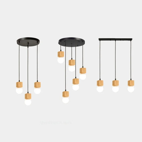 Vintage-Pendelleuchte aus Eichenholz im modernen Design - vue 5 sur 15