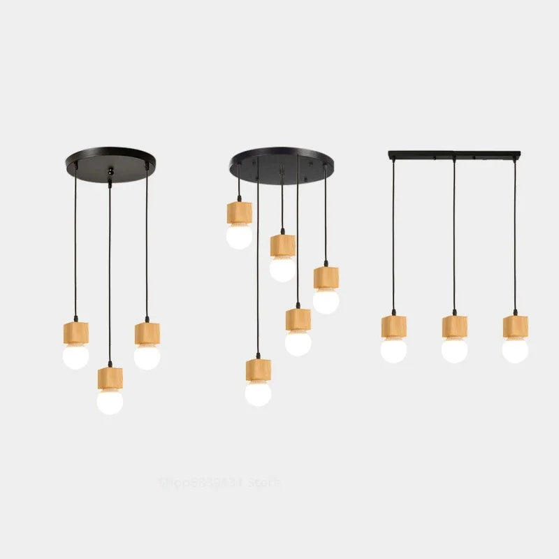 Vintage-Pendelleuchte aus Eichenholz im modernen Design - vue 4 sur 15