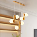 Moderne Pendelleuchte aus Holz und Glas für Restaurant
