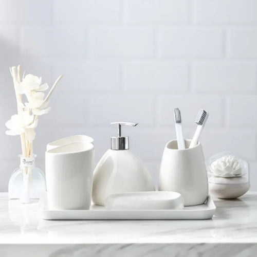 ensemble daccessoires en céramique pour salle de bain élégant et pratique