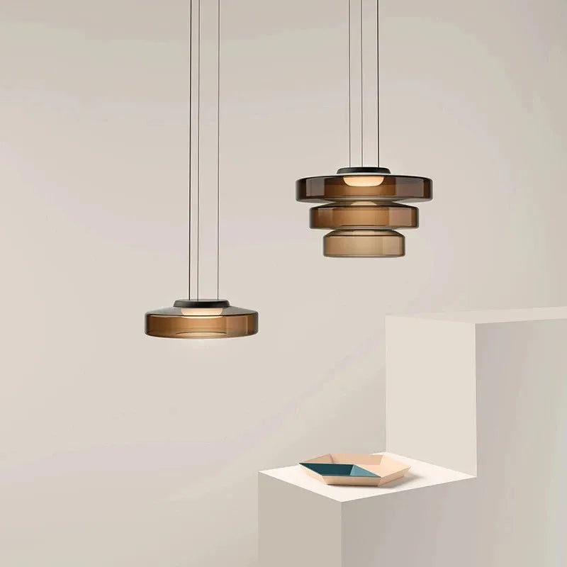 suspension design danois bohème abat-jour en verre pour tables basses - vue 7 sur 24