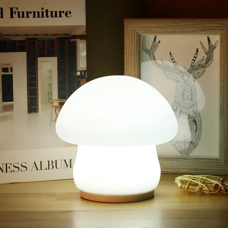 Champignon veilleuse LED Silicone capteur tactile batterie lampe chambre décor bébé chevet décoration lampes cadeau de noël - vue 3 sur 8