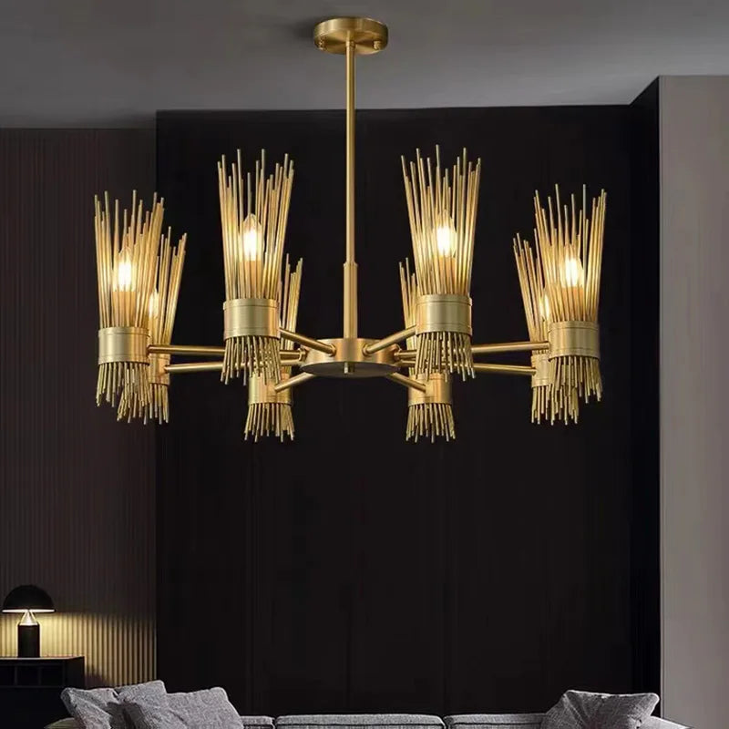 lustre en cuivre plein led créatif suspendu pour décoration maison - vue 3 sur 16