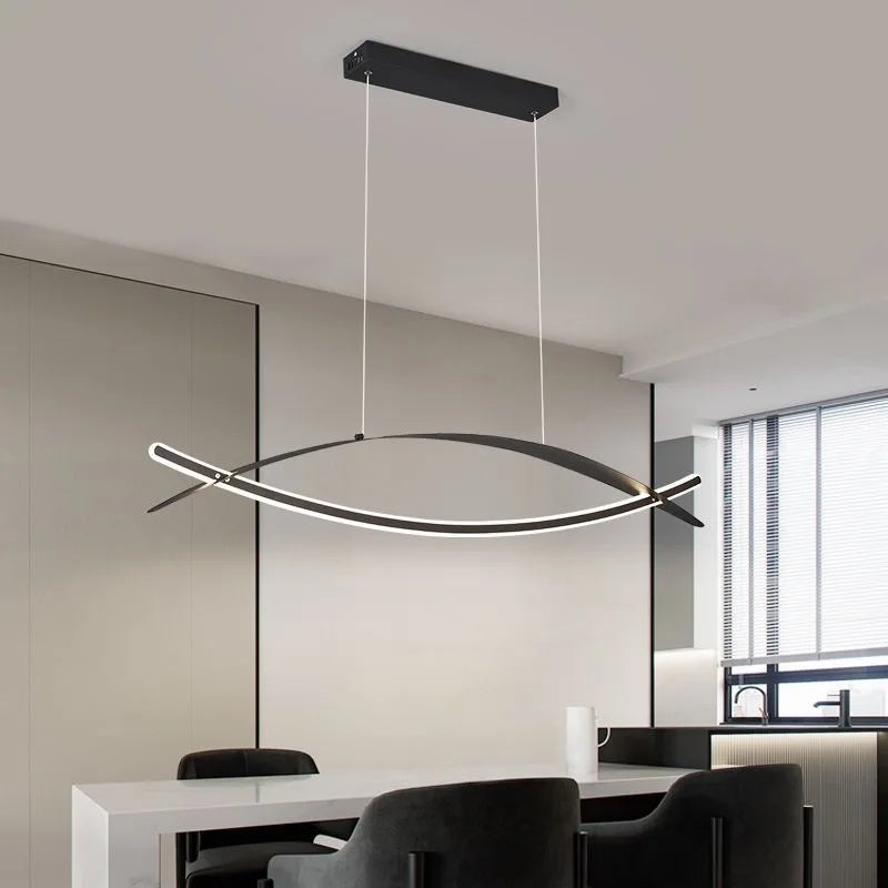 2023 Modern Led Simple Pendant Lamp Double Arc Creative Style Chandelier For Dining Room Living Room Deluxe Plating Color - vue 3 sur 6
