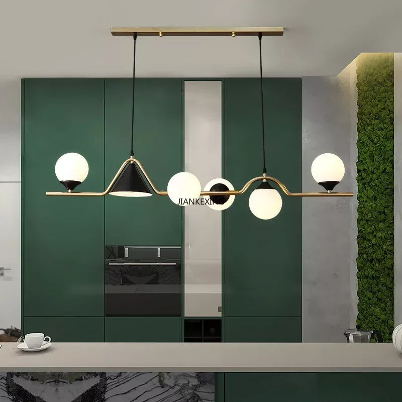 lustre led en verre pour bar et décoration de maison - vue 7 sur 9