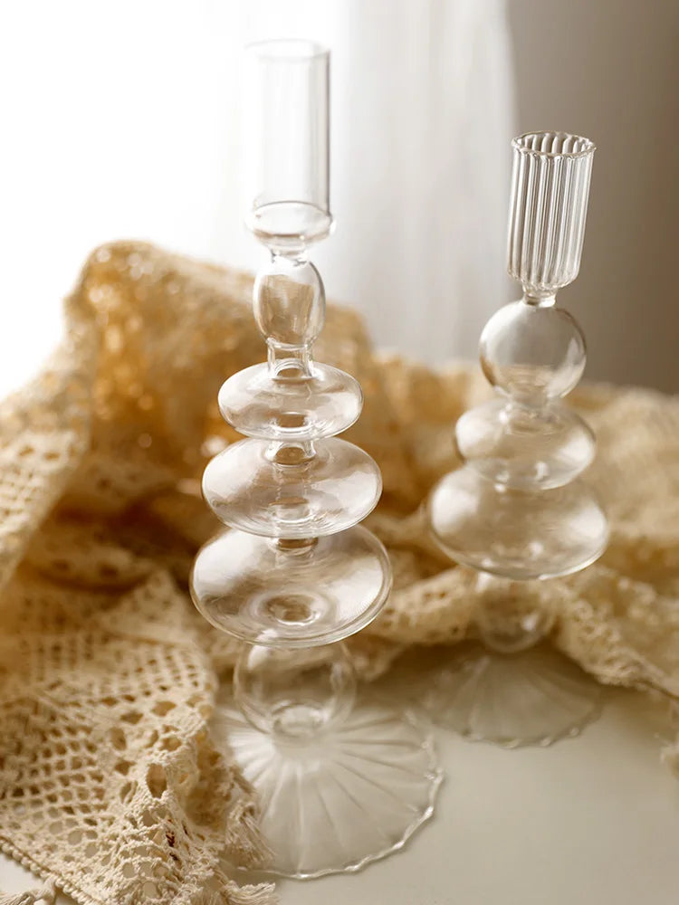 bougeoir vintage en verre pour mariage et dîners romantiques - vue 7 sur 27