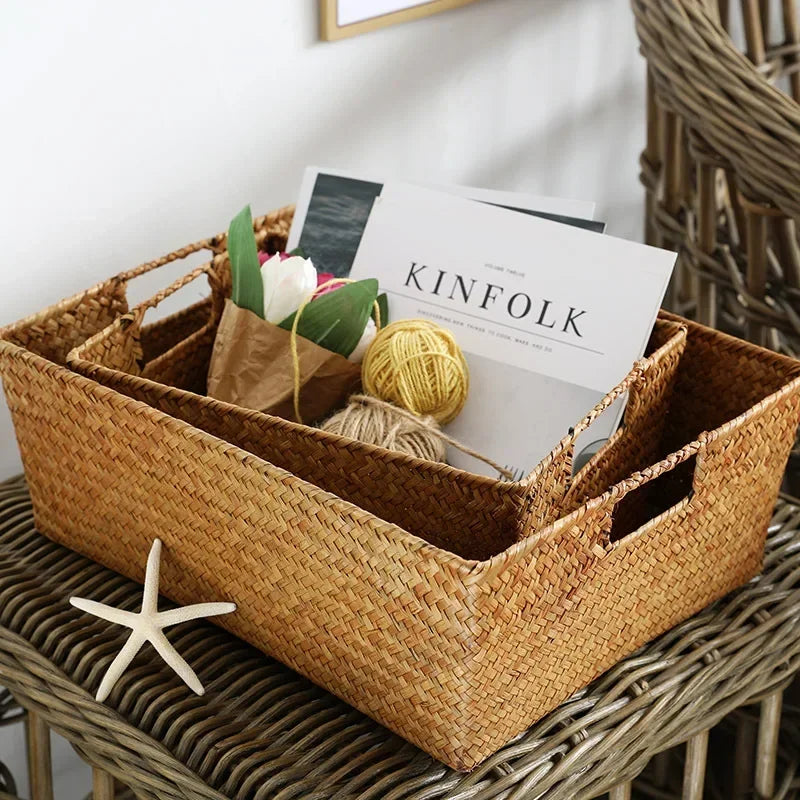 panier en osier tressé pour rangement et décoration - vue 6 sur 8