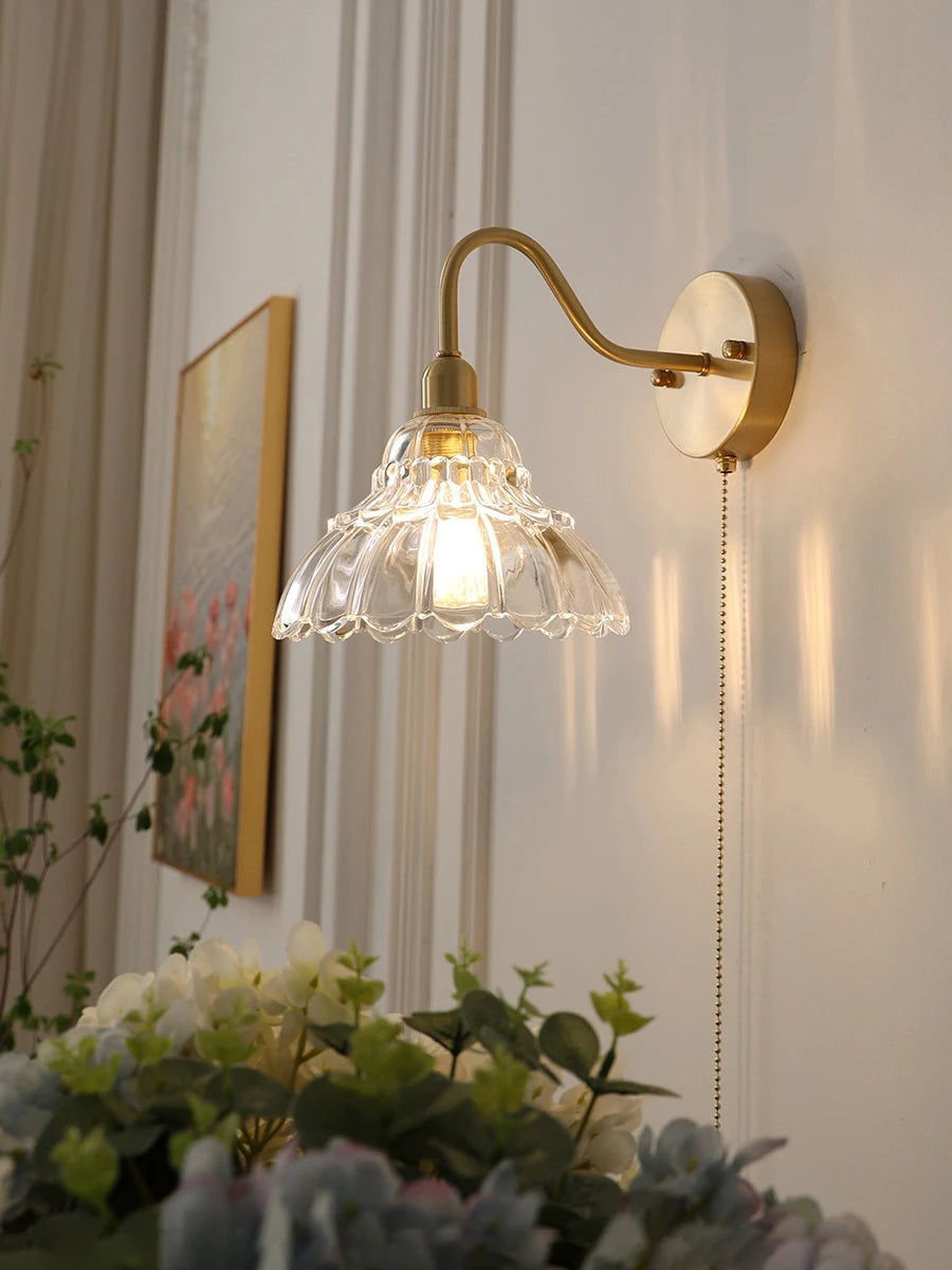 suspension en verre et laiton style japonais design nordique luxe - vue 5 sur 8