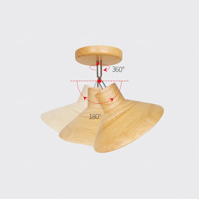 plafonnier led bois moderne rondin applique - vue 3 sur 7