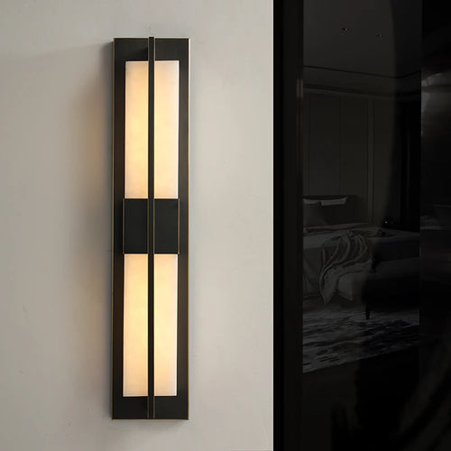 LED-Wandleuchte aus Kupfer mit spanischem Marmorstreifen - vue 3 sur 12