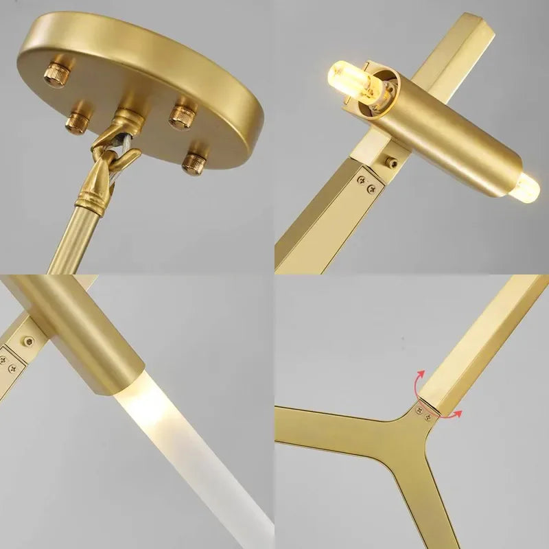 lustre moderne en verre led tube branche pour décoration suspendue - vue 6 sur 14