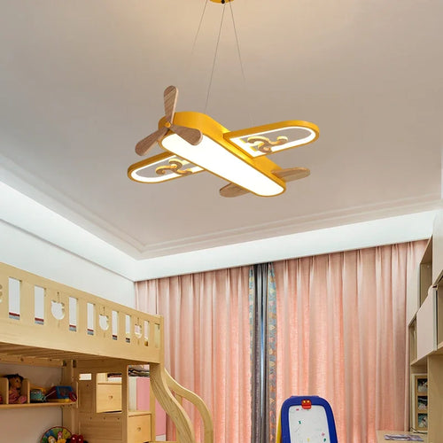 plafonnier led design minimaliste en bois forme avion pour enfants