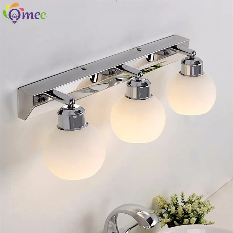 éclairage vanité salle bains cristal moderne chrome noir acier inoxydable miroir e26 - vue 7 sur 9