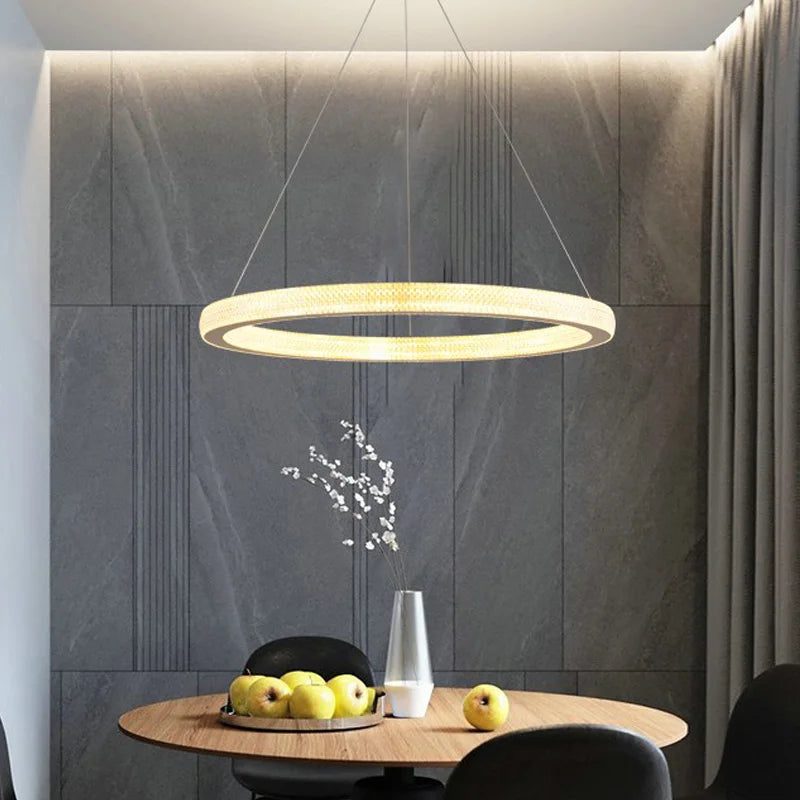 lustre en cristal moderne avec anneau à led pour décoration intérieure - vue 4 sur 8