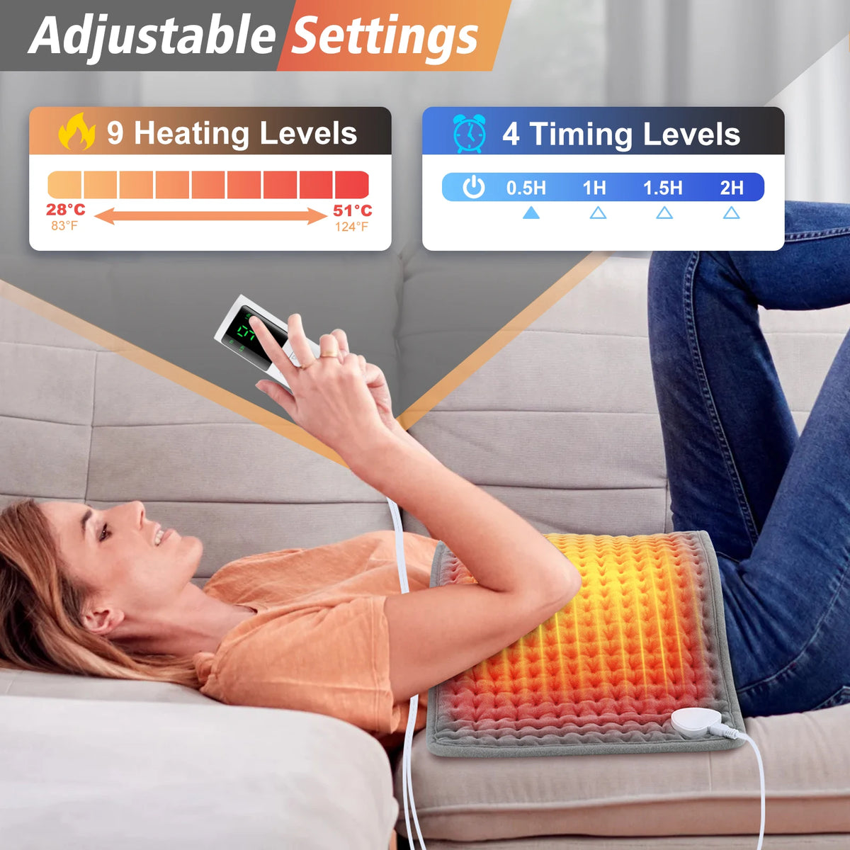 Electric Heating Blanket, Heated Mat Multifunctional Heating Pad for Bed Sofa Warm Winter Thermal Blankets Warmer Home OfficeUse - vue 4 sur 9