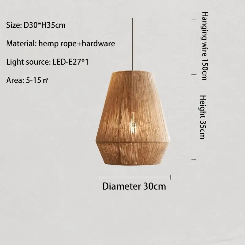 Japanische Pendelleuchte aus Rattan im Wabi-Sabi-Stil für rustikale Räume