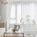 Voilage tulle a motifs rayures style moderne salon