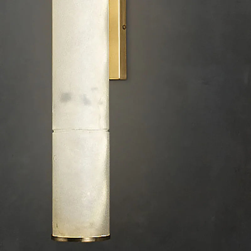Zylindrische LED-Wandleuchte aus natürlichem Marmor - vue 6 sur 10