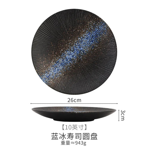 Assiette plate ceramique style japonais retro pour pates