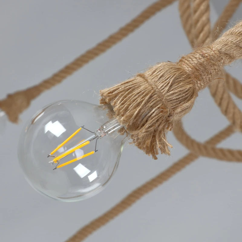 Plafonnier LED suspendu en corde de chanvre - vue 7 sur 6