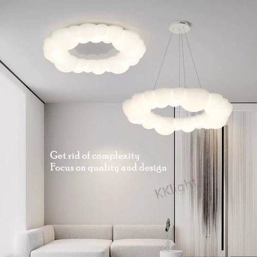 Moderne Pendelleuchte mit kreativen Wolken-Lampenschirmen für Wohnzimmer, Schlafzimmer und Kinderzimmer, LED-Deckenleuchte - vue 2 sur 13