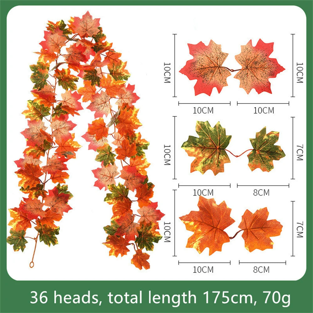 guirlande de feuilles d'érable artificielles en soie décorative pour jardin - vue 14 sur 16