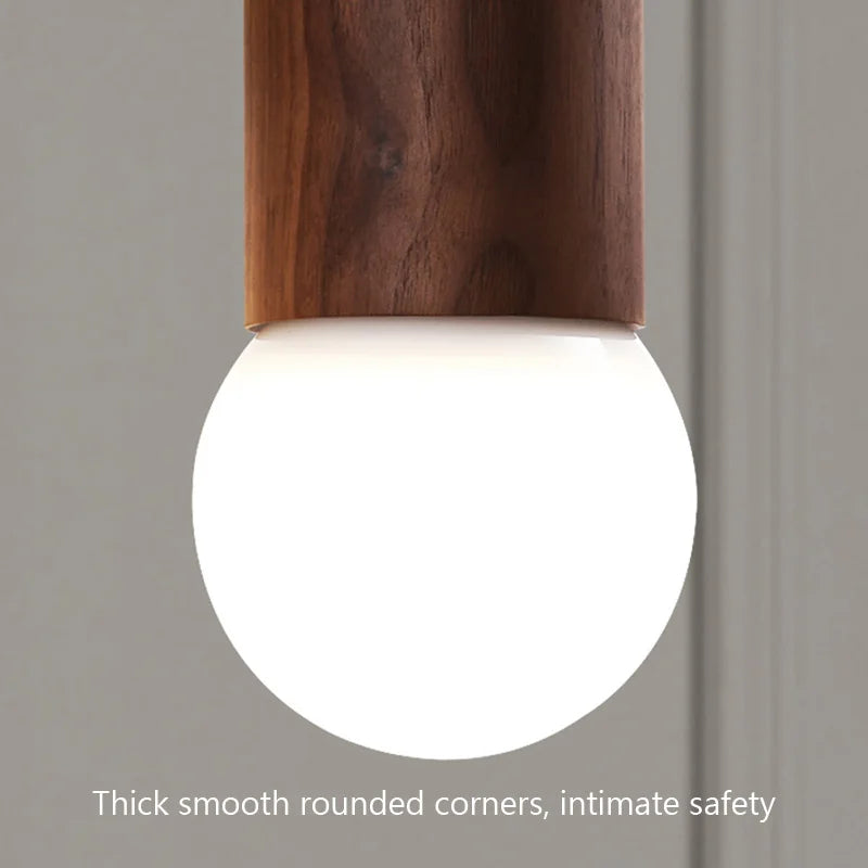 PHYVAL Suspension nordique noyer noir salle à manger japonaise lumière 	 lustre chinois barre à tête unique petites lampes suspendues - vue 7 sur 13