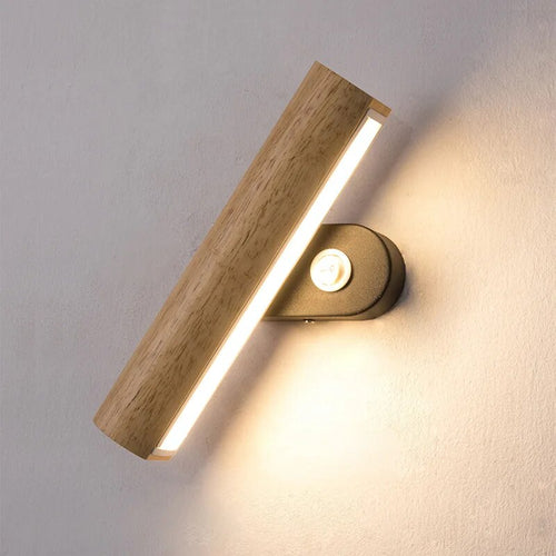 LED-Wandleuchte aus abgerundetem Holz, drehbar - vue 2 sur 8