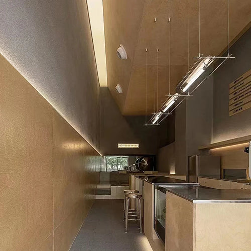 Industrieller LED-Kronleuchter extralang für Bar Studio Büro - vue 4 sur 8