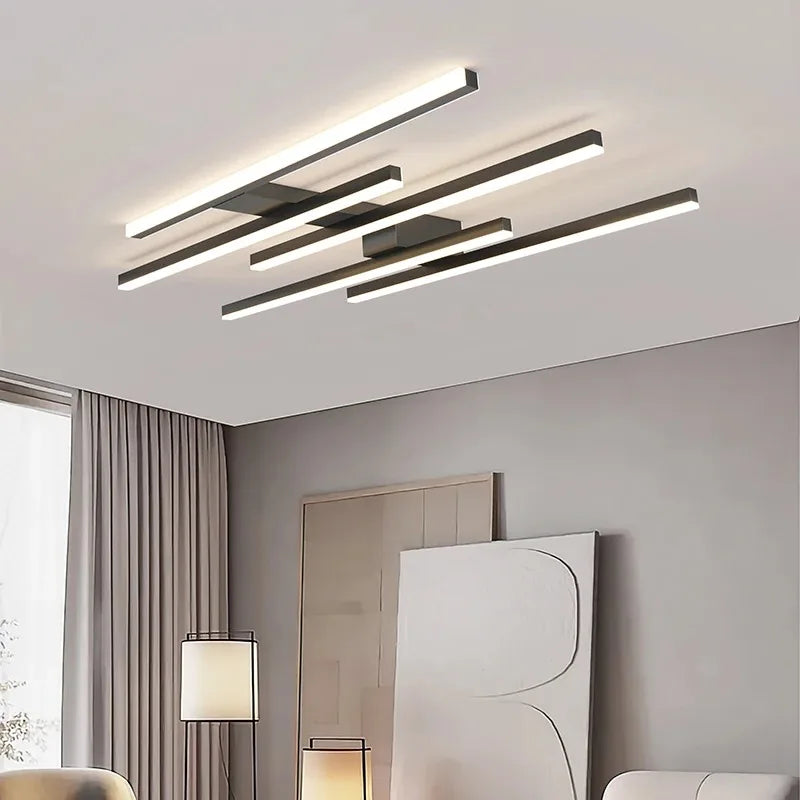 plafonnier design moderne en fer noir pour intérieur - vue 2 sur 14