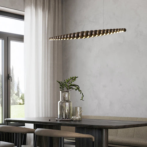 Moderne Pendelleuchte aus Holz LED-Langversion für Esstisch, Küche, Wohnzimmer und Büro - vue 3 sur 9
