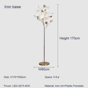 lampadaire moderne nordique led en forme de fleur de ginkgo