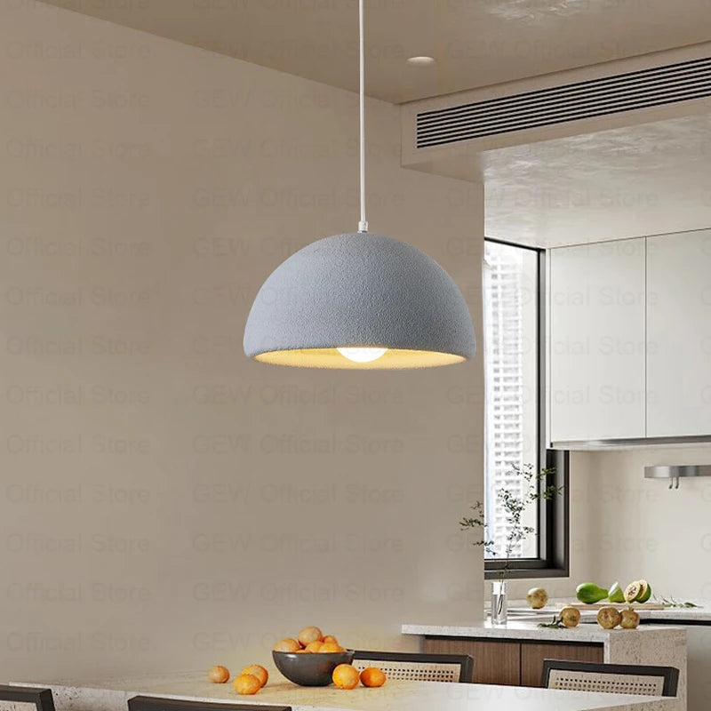 lampe suspendue style wabi-sabi en ciment pour studio ou restaurant - vue 3 sur 10