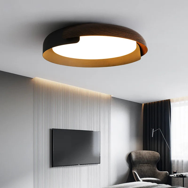 plafonnier nordique en bois pour décoration intérieure et éclairage LED - vue 6 sur 9