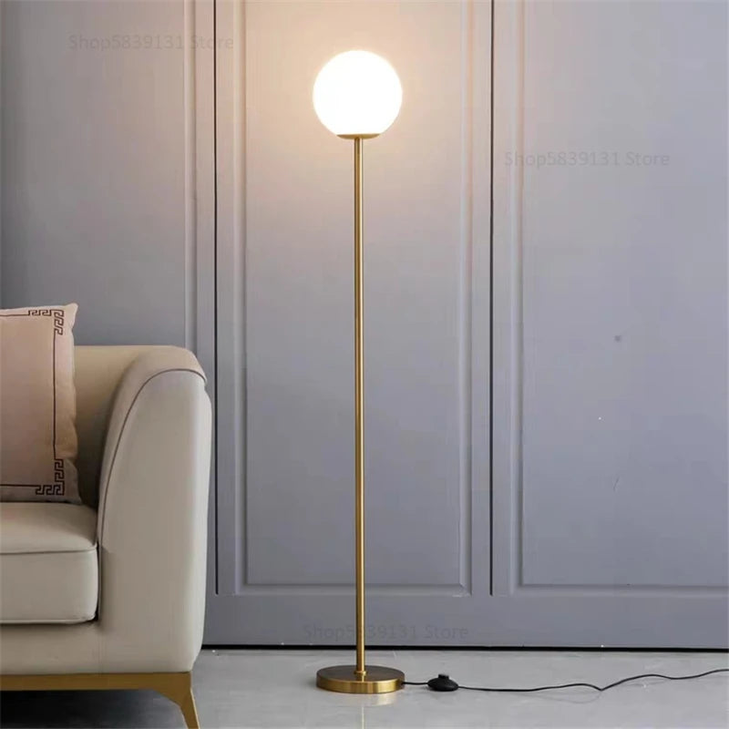lampadaire led en verre laiteux nordique créatif vertical
