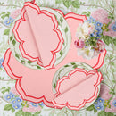 Serviette de table coton lotus brodé style champêtre