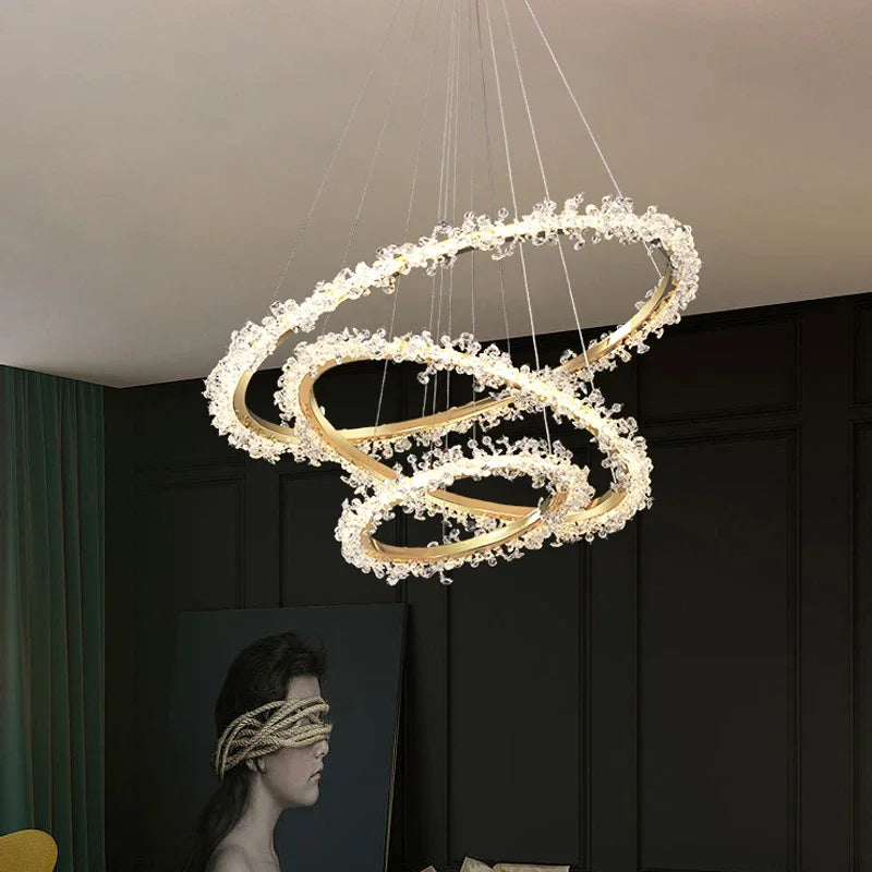 lustre nordique de luxe en cristal pour décoration moderne - vue 2 sur 17