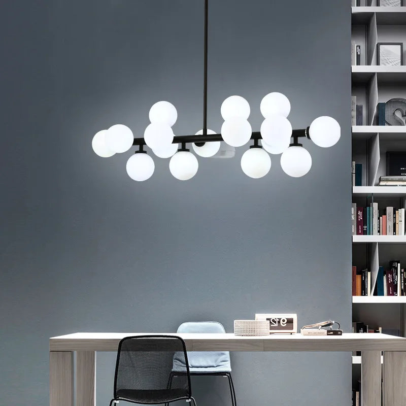 Design-Pendelleuchte im skandinavischen Stil aus Milchglas mit Halterung - vue 3 sur 10