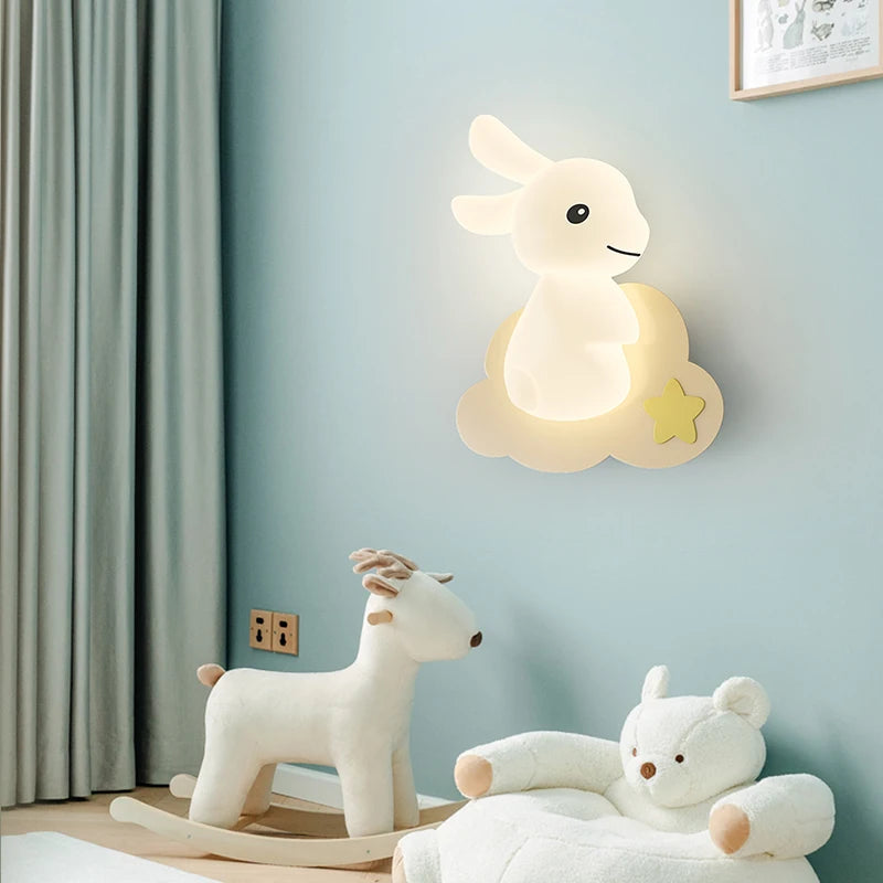 applique murale enfant motif lapin carotte nuage lumière - vue 7 sur 12