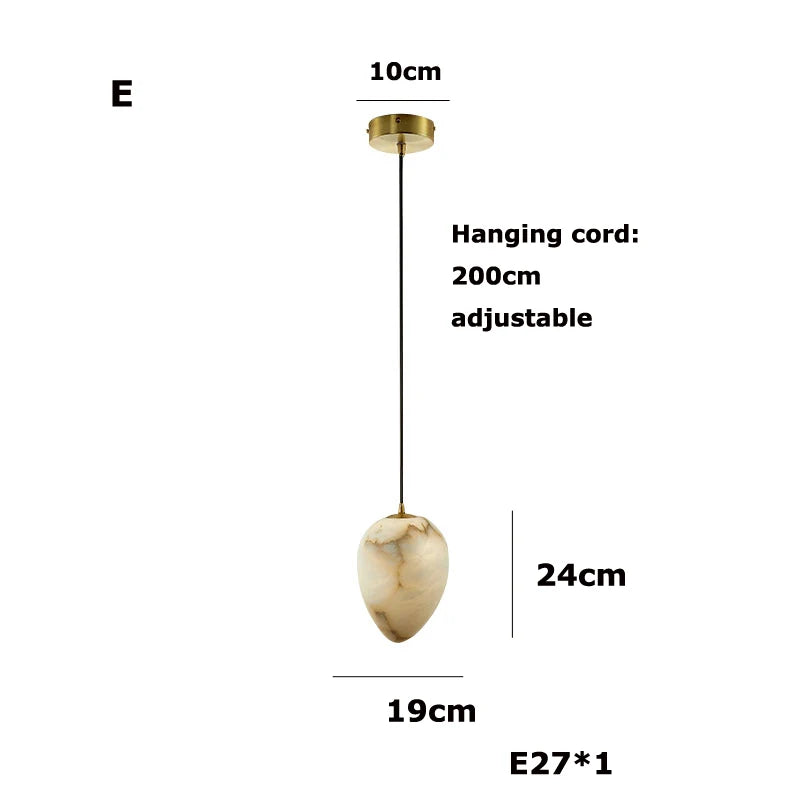 lustre suspendu en marbre géométrique design contemporain lumineux - vue 12 sur 12