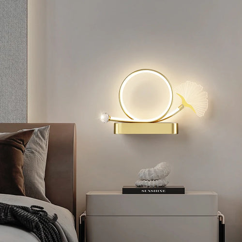 applique murale led tricolore protection yeux design feuille ginkgo - vue 5 sur 12