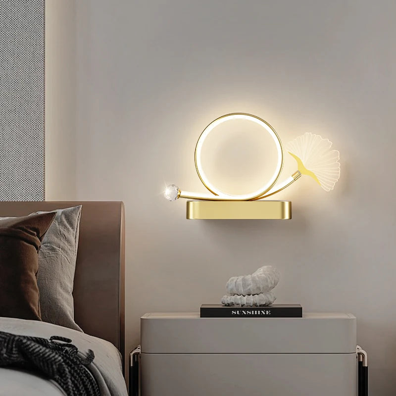 applique murale led tricolore protection yeux design feuille ginkgo - vue 5 sur 12