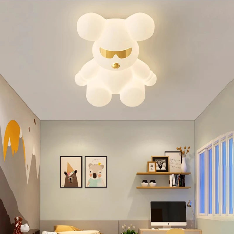 plafonnier ours blanc design moderne pour chambre d'enfant - vue 6 sur 12