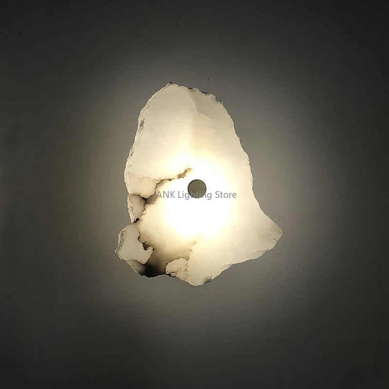 applique murale led design moderne en marbre et cuivre - vue 3 sur 12