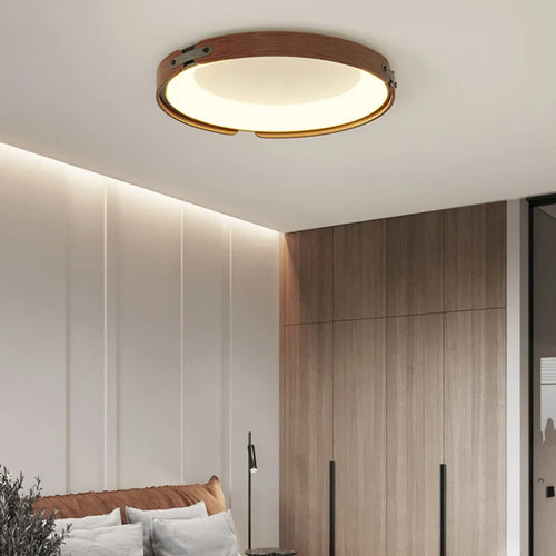 Ultradünne LED-Deckenleuchte aus Holz im nordischen Minimalismus-Stil - vue 5 sur 14